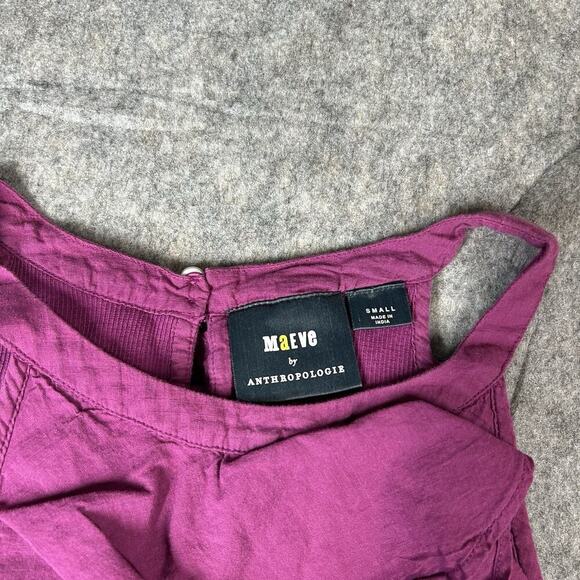 Maeve by Anthropologie Tank Top Women’s Small Fushia Ribbed Knit Linen Ruffle - Picture 4 of 8